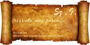 Szilvássy Ixion névjegykártya